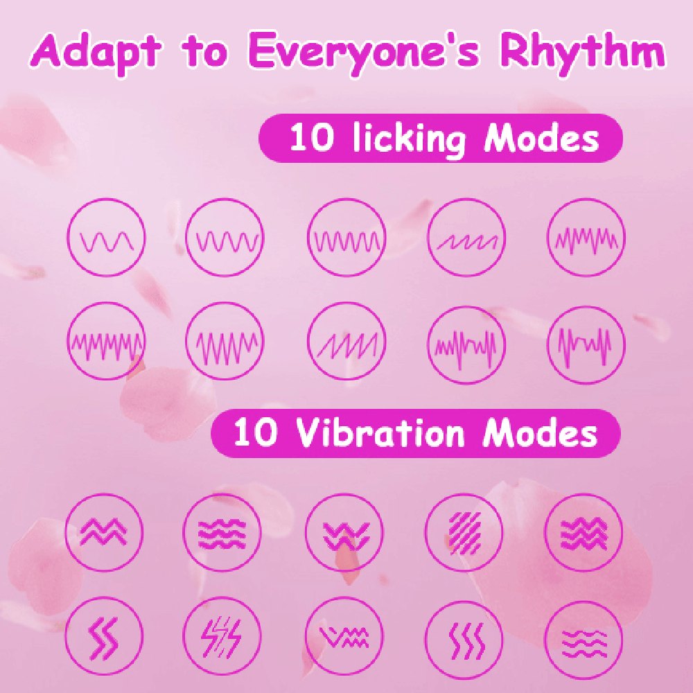 Dual Motor Rose Licking Vibrator - Clit Sucker Toy