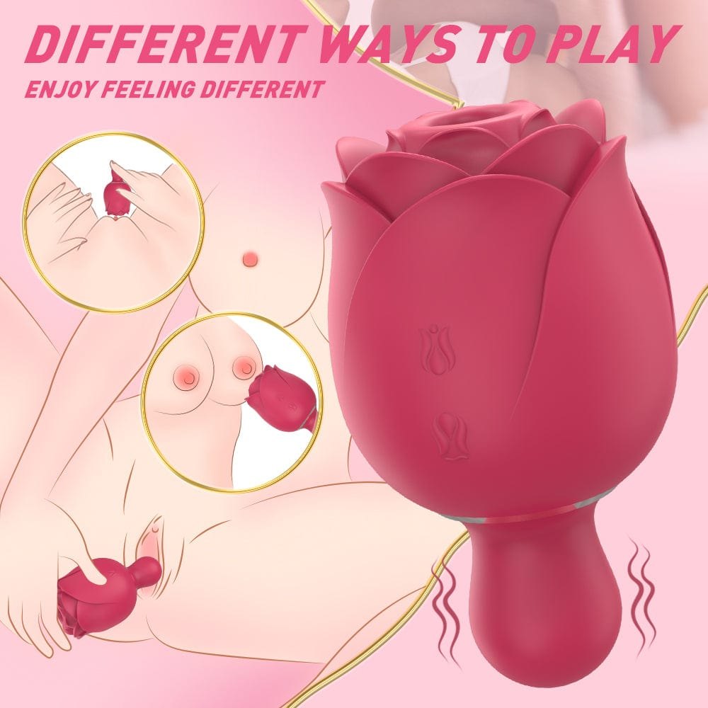 Dual Motor Rose Suction Vibrator - Clit Sucking Rose Toy
