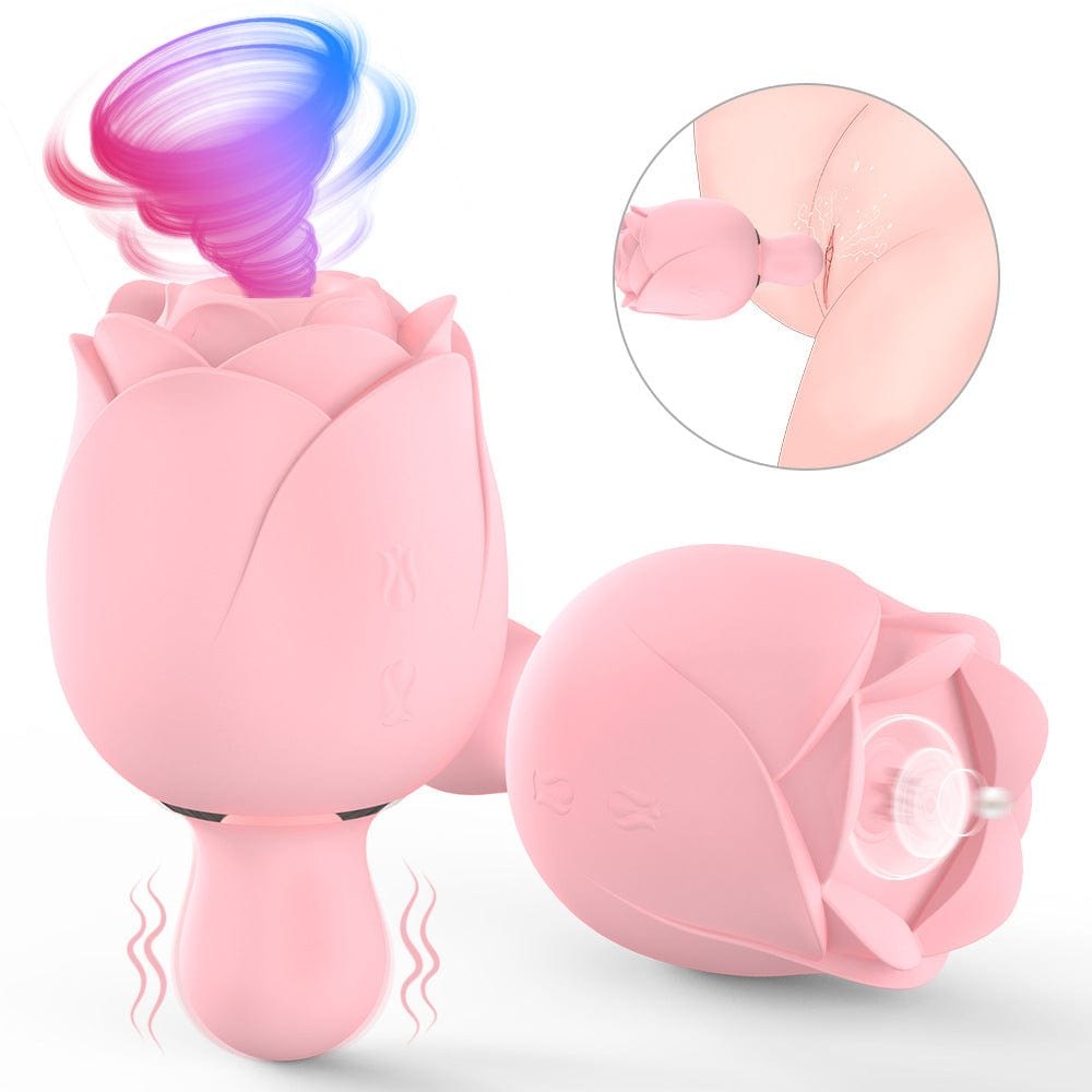 Dual Motor Rose Suction Vibrator - Clit Sucking Rose Toy