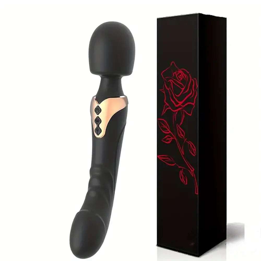Dual Motor Silicone Wand Massager - Curved Tip Wand Vibrator