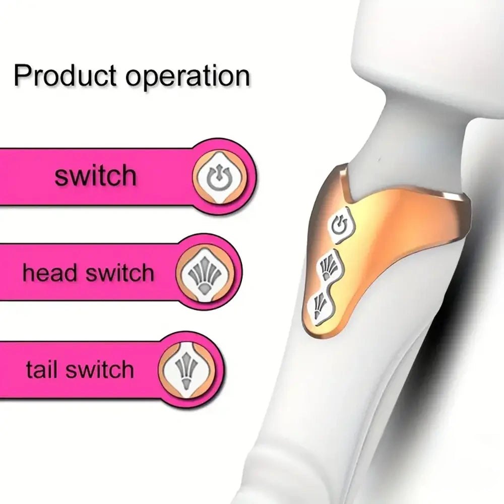 Dual Motor Silicone Wand Massager - Curved Tip Wand Vibrator