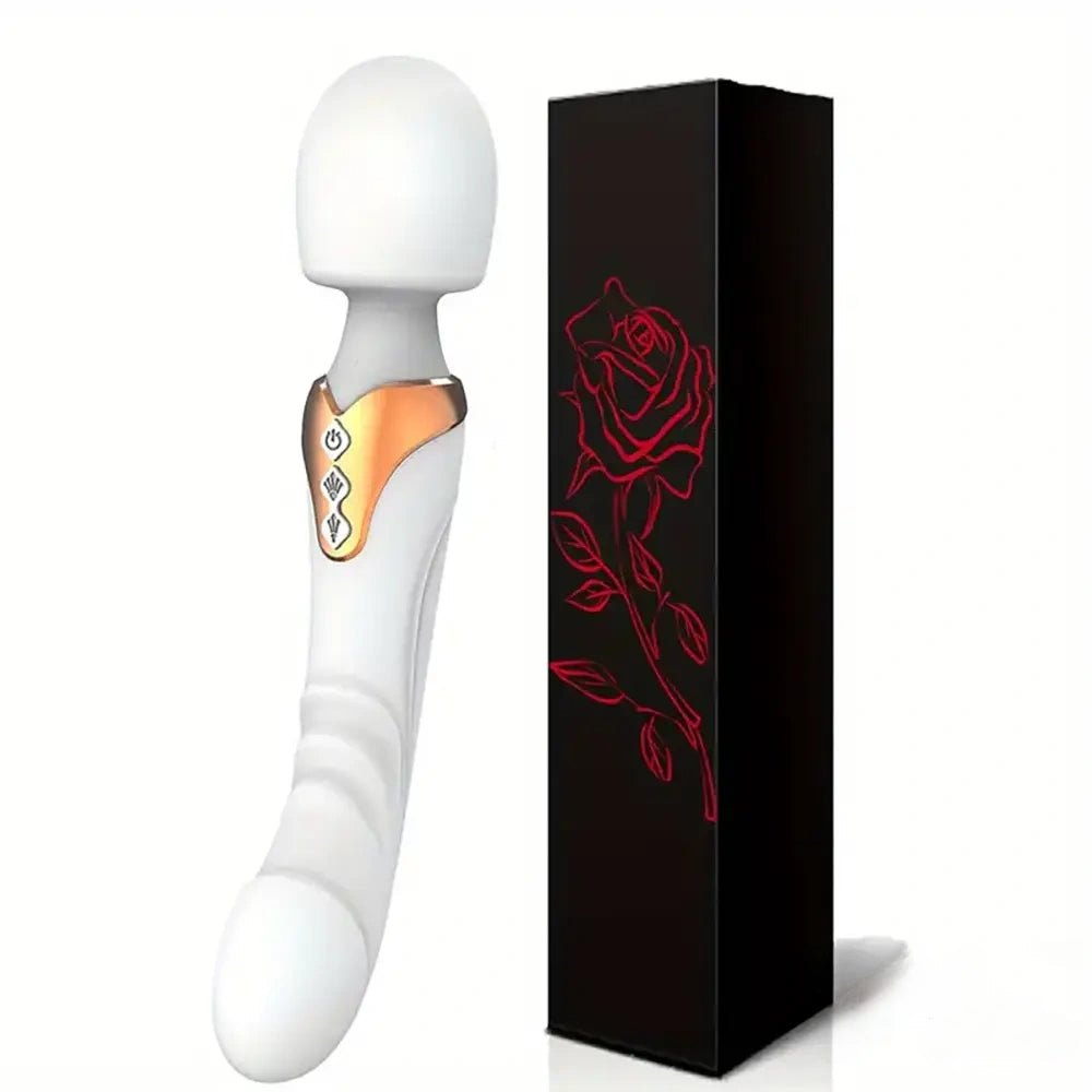 Dual Motor Silicone Wand Massager - Curved Tip Wand Vibrator