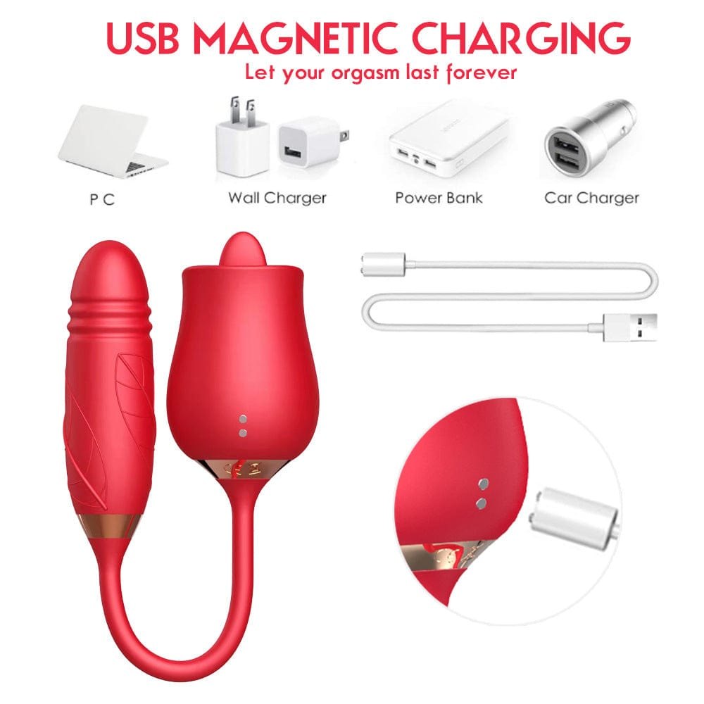 Dual Motor Tongue Vibrator - Clit Sucking Rose Toy