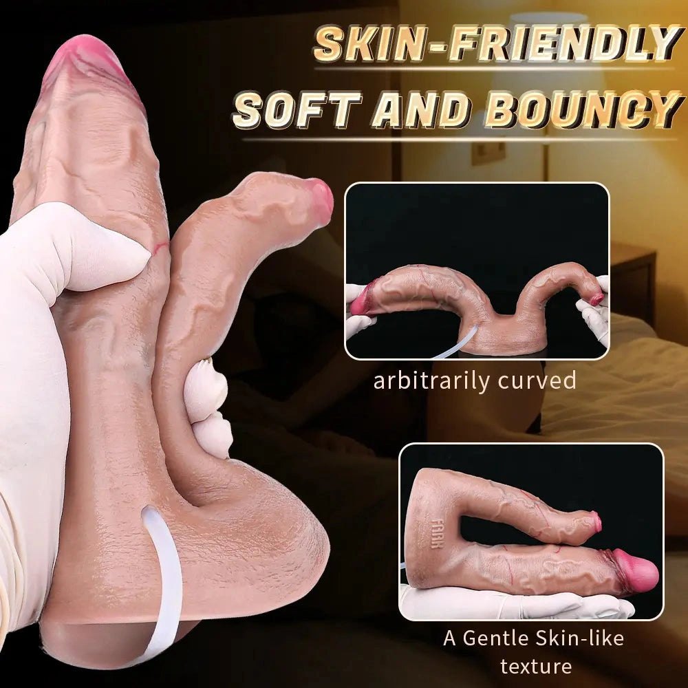 7.59in Dual Shaft Squirting Dildo - Silicone Dual Dildo