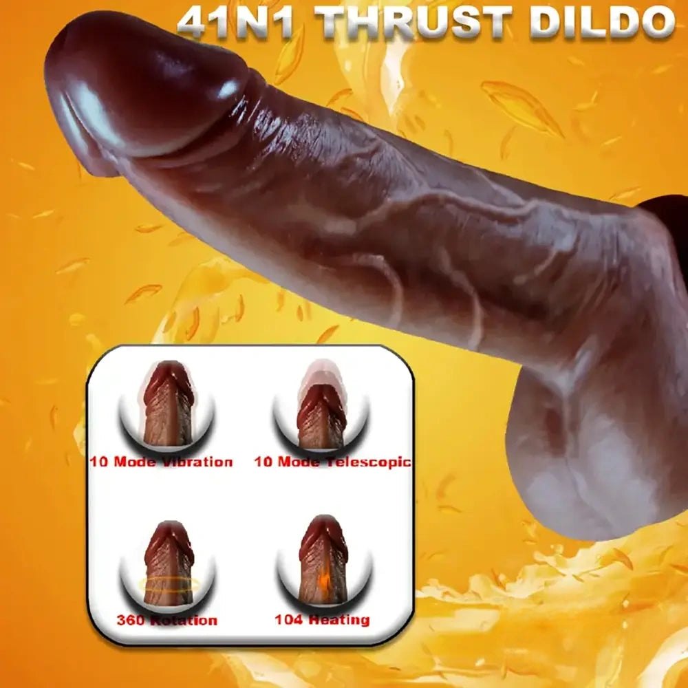 Ebony Multi-Function Thrusting Dildo - Vibrating Thrusting Dildo