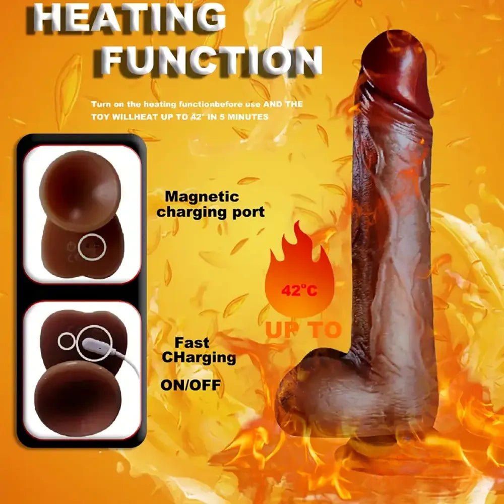 Ebony Multi-Function Thrusting Dildo - Vibrating Thrusting Dildo