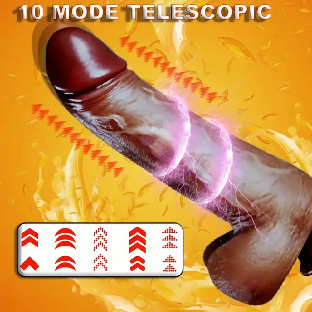 Ebony Multi-Function Thrusting Dildo - Vibrating Thrusting Dildo