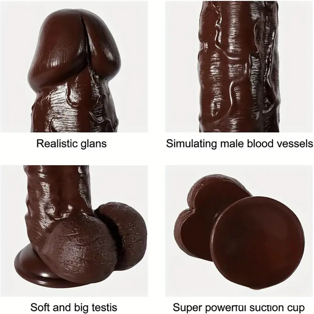 11in Ebony PVC Realistic Dildo - Suction Cup Base Dildo