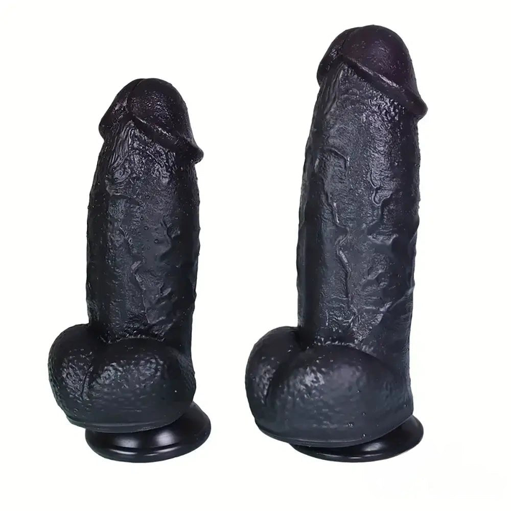 Ebony PVC Realistic Dildo 8 in - Big Realistic PVC Dildo
