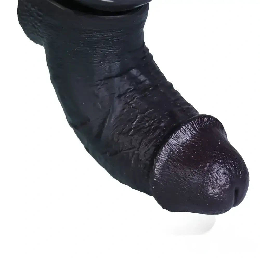 Ebony PVC Realistic Dildo 8 in - Big Realistic PVC Dildo