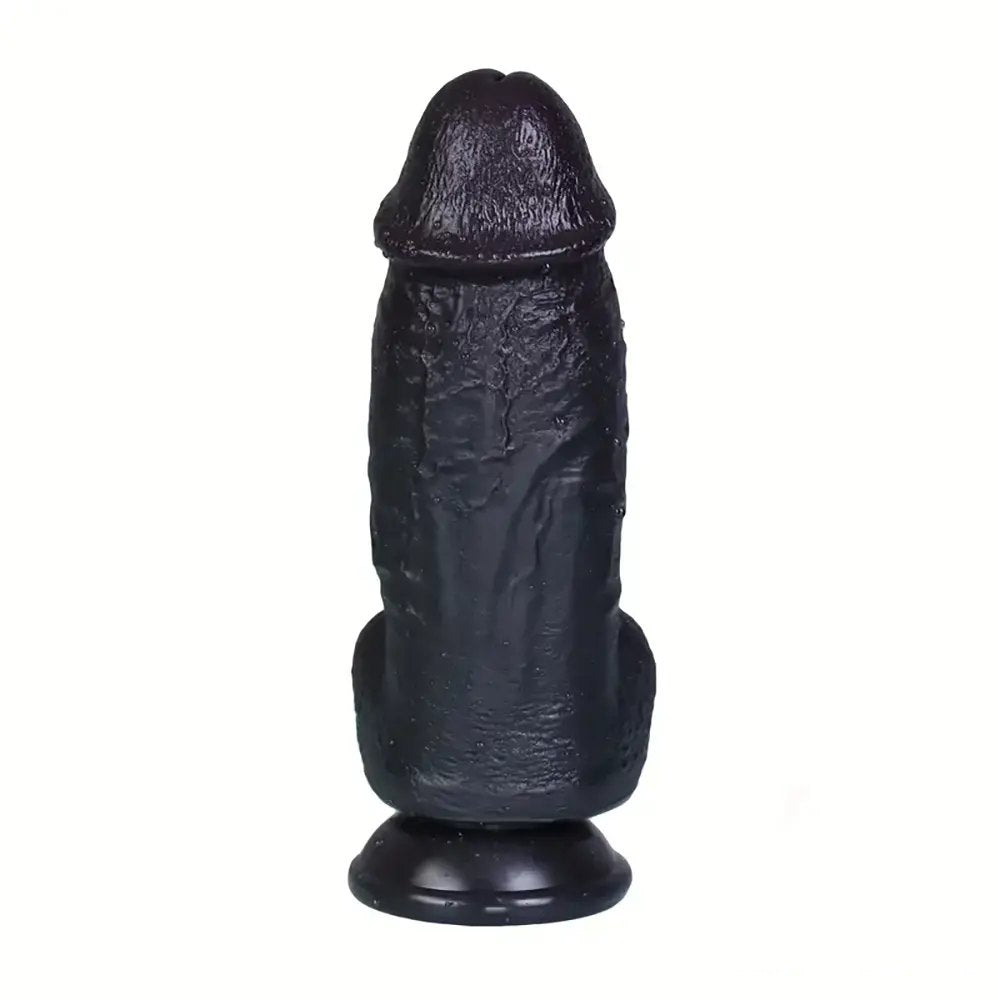 Ebony PVC Realistic Dildo 8 in - Big Realistic PVC Dildo