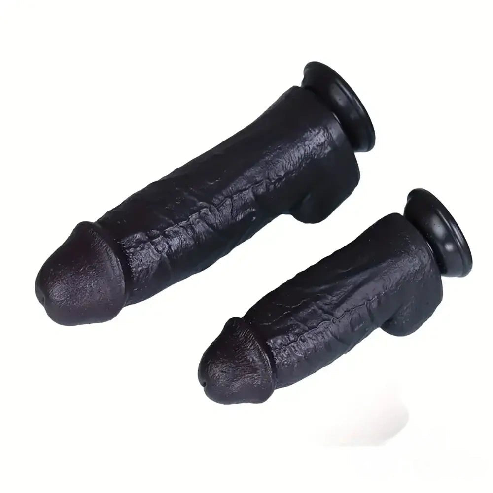 Ebony PVC Realistic Dildo 8 in - Big Realistic PVC Dildo
