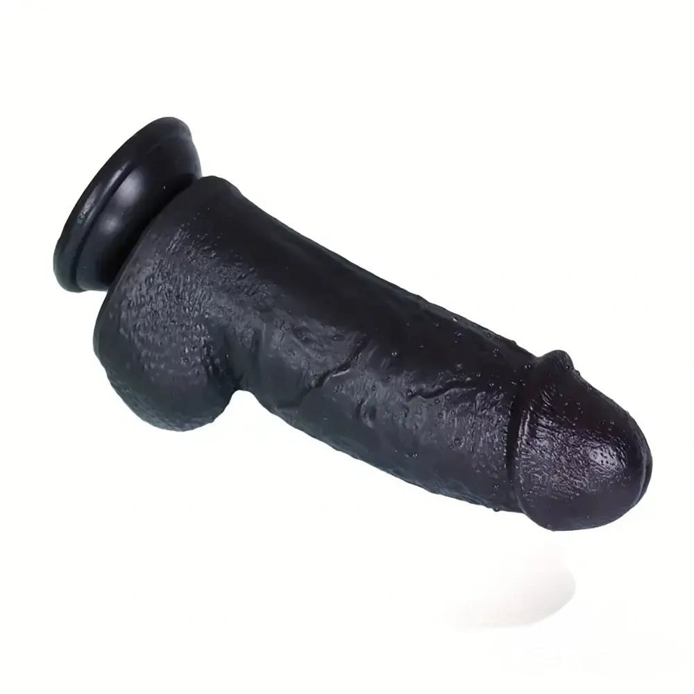 Ebony PVC Realistic Dildo 8 in - Big Realistic PVC Dildo