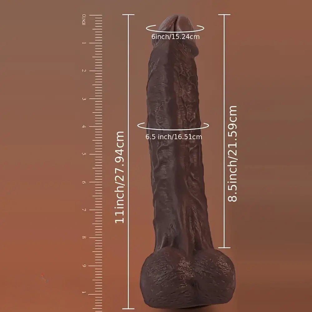 Ebony Realistic Dildo 11in - Big Ebony Silicone Dildo