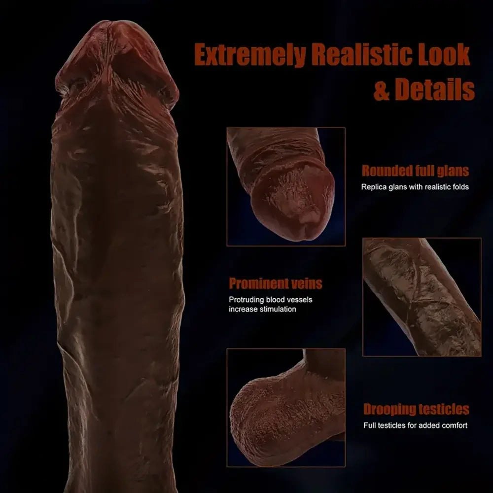 Ebony Realistic Dildo 11in - Big Ebony Silicone Dildo