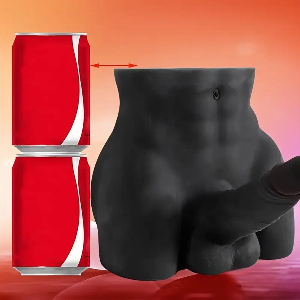 Ebony Male Torso With Dildo - Silicone Sex Doll Torso