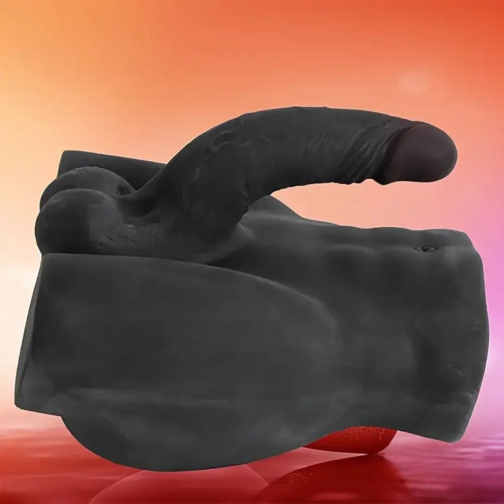 Ebony Male Torso With Dildo - Silicone Sex Doll Torso
