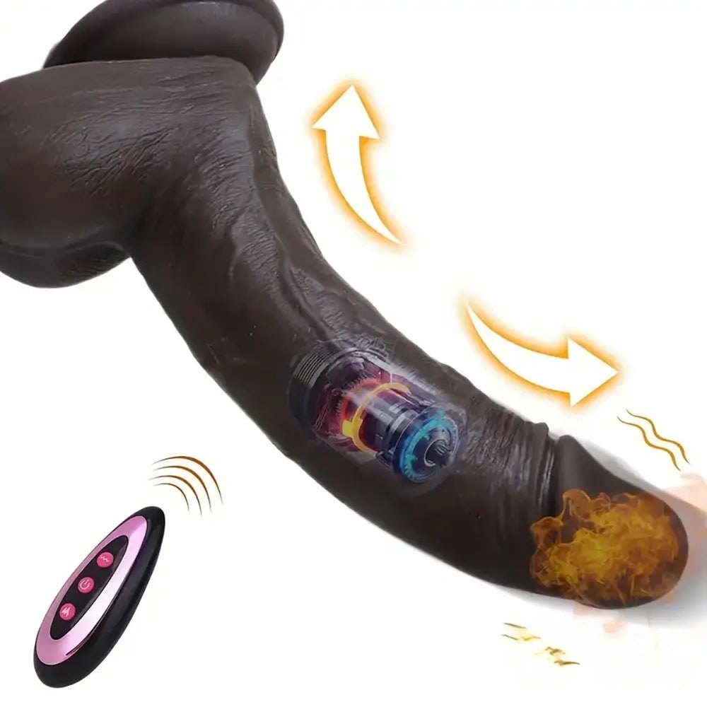 Ebony Silicone Vibrating Dildo 8.66in - Vibrating Dildo