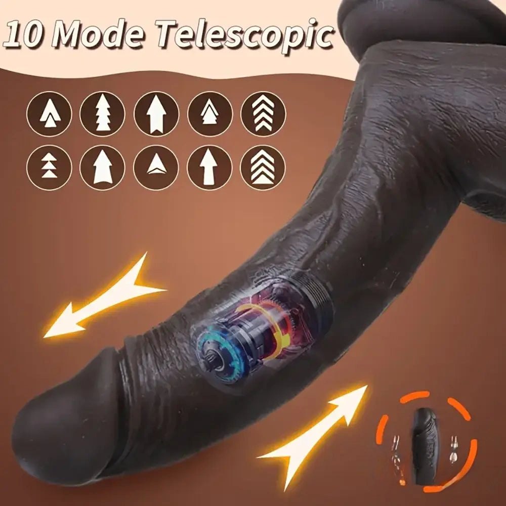 Ebony Silicone Vibrating Dildo 8.66in - Vibrating Dildo