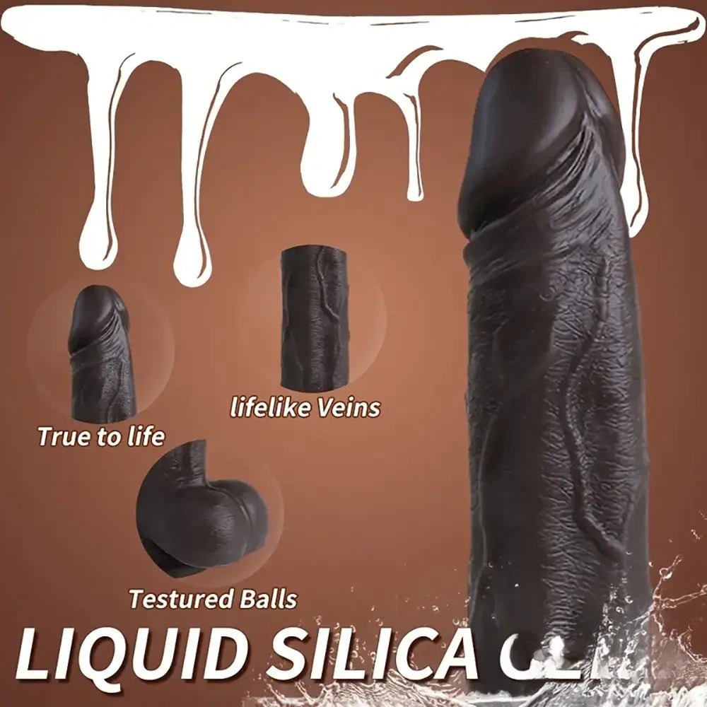 Ebony Silicone Vibrating Dildo 8.66in - Vibrating Dildo