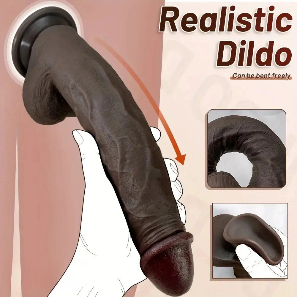 Ebony Wearable Silicone Dildo 11in - Strap-On Compatible Dildo