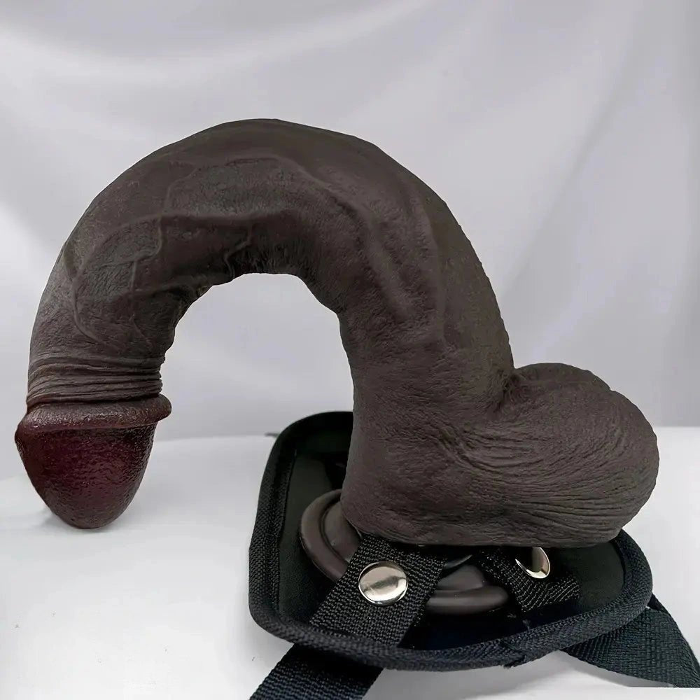 Ebony Wearable Silicone Dildo 11in - Strap-On Compatible Dildo