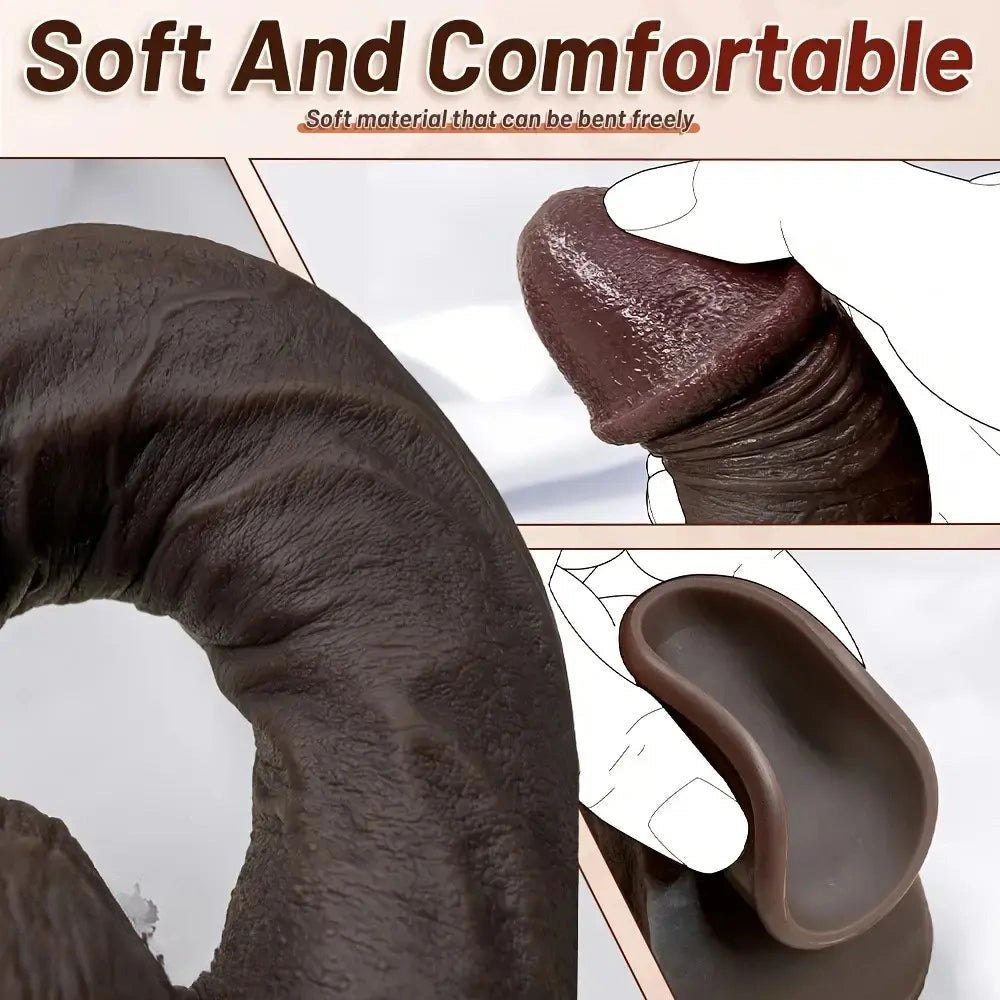 Ebony Wearable Silicone Dildo 11in - Strap-On Compatible Dildo