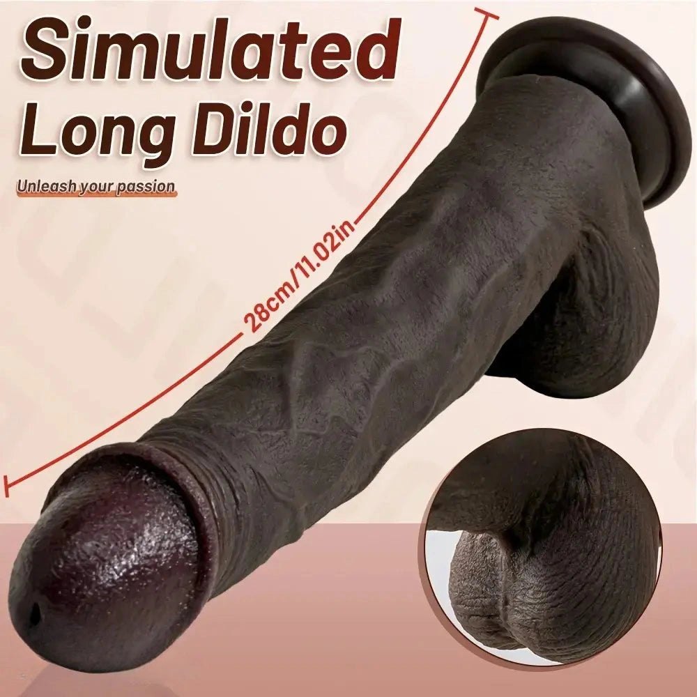 Ebony Wearable Silicone Dildo 11in - Strap-On Compatible Dildo