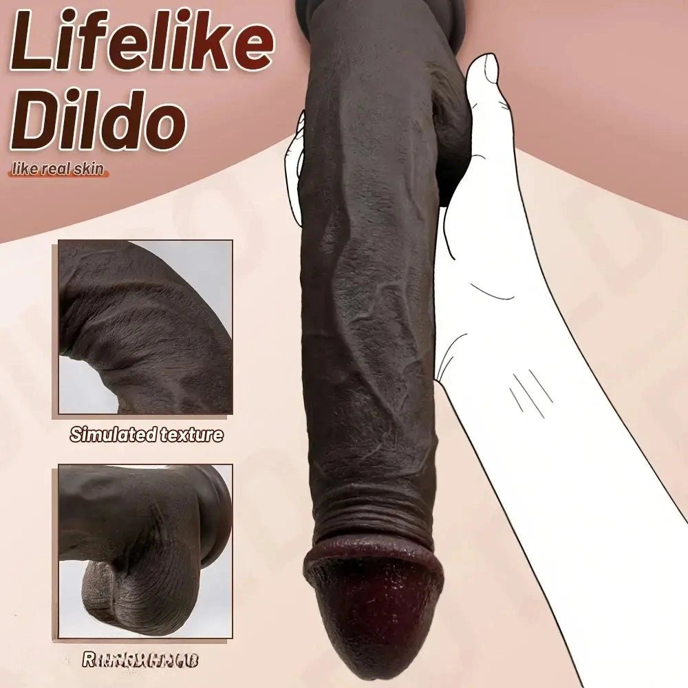 Ebony Wearable Silicone Dildo 11in - Strap-On Compatible Dildo