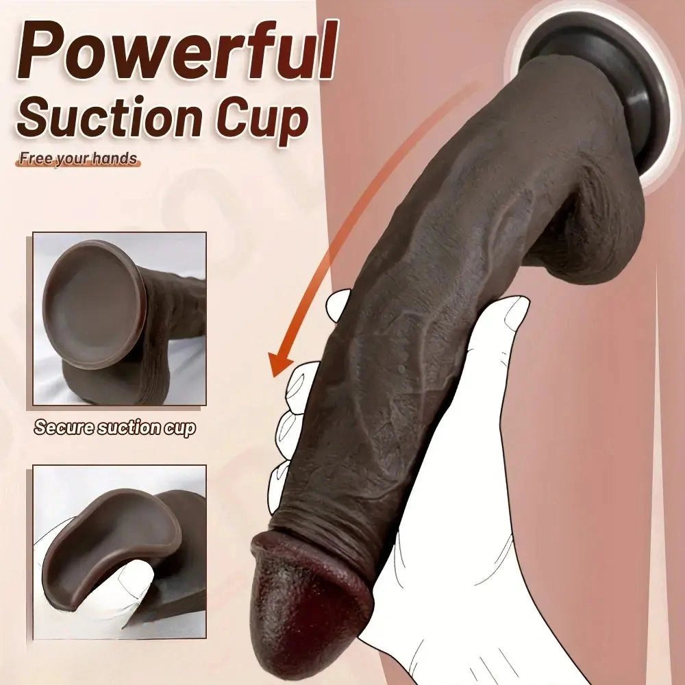 Ebony Wearable Silicone Dildo 11in - Strap-On Compatible Dildo