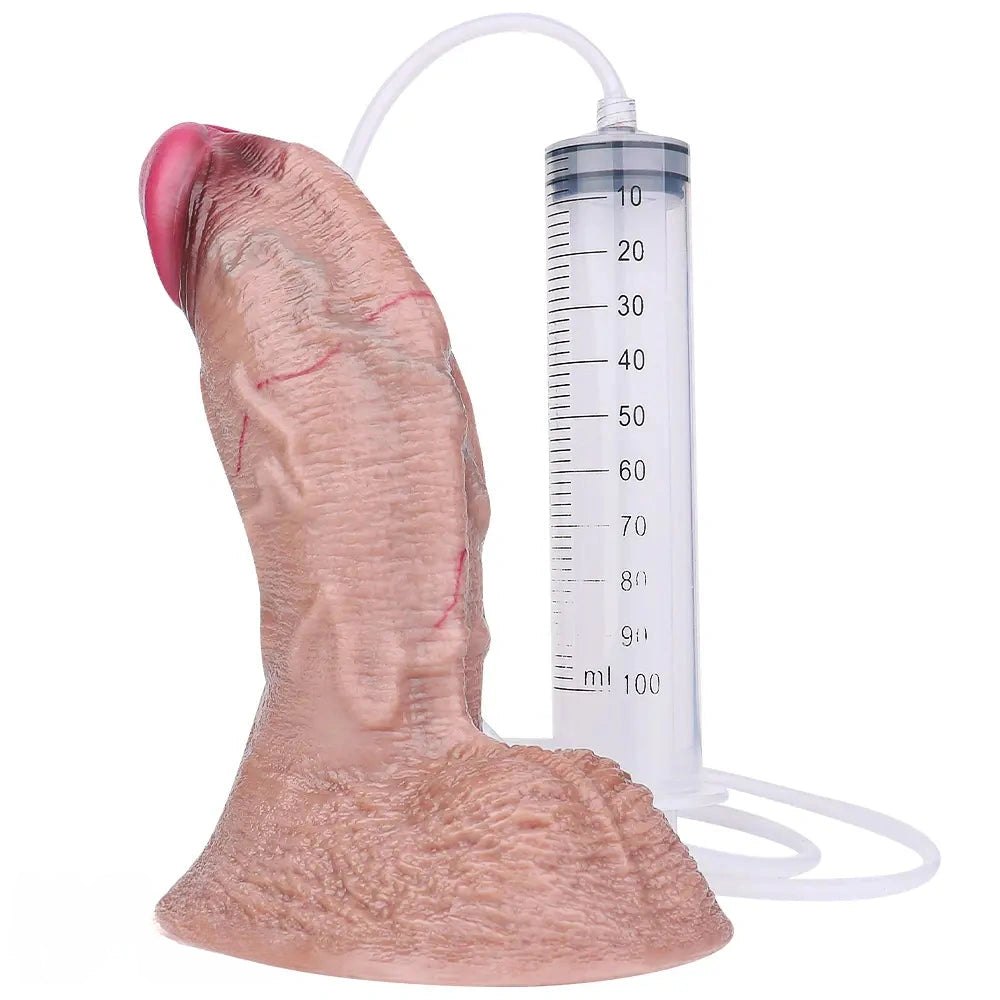Ejaculating Flesh-Tone Dildo - Suction Cup Dildo