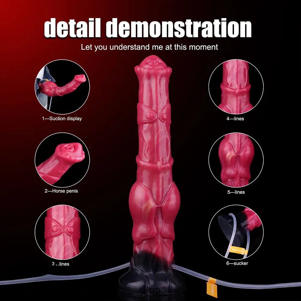 Ejaculating Horse Animal Dildo - Silicone Knotted Horse Dildo