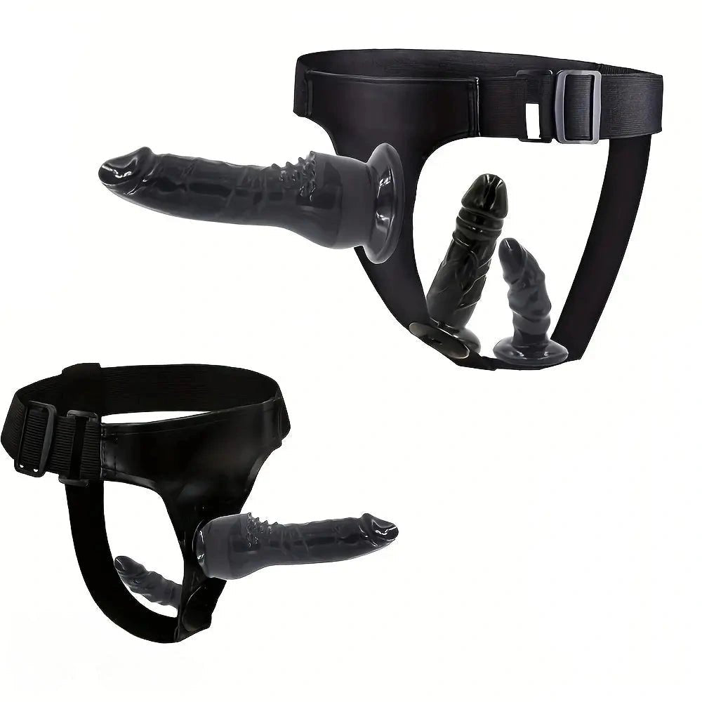 Elastic Strap-On Harness Belt - Double Triple Dildo Set