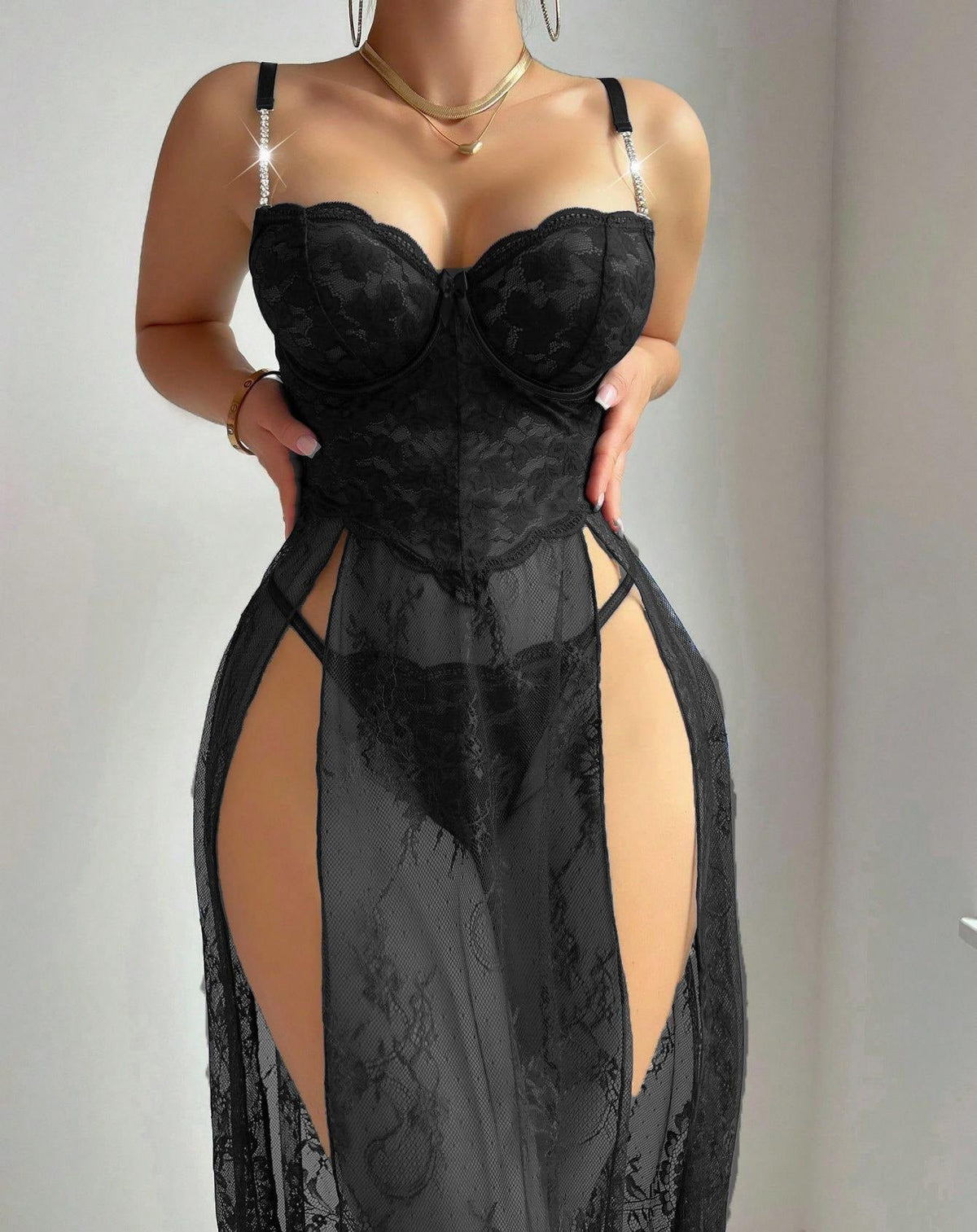 Elegant Lace Corset Nightgown - Sexy Sleepwear for Women