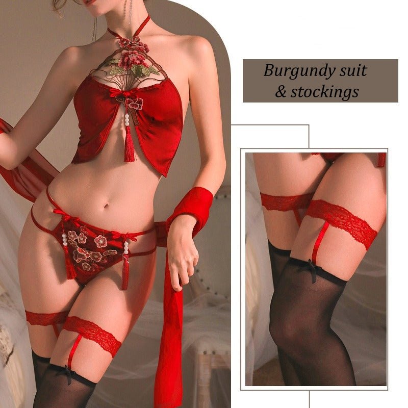 Embroidered Bellyband Lingerie - Bra and Panty Set