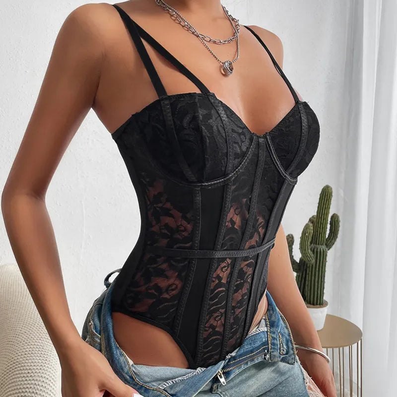 Embroidered Sculpting Lace Corset - Bustier Lingerie Top