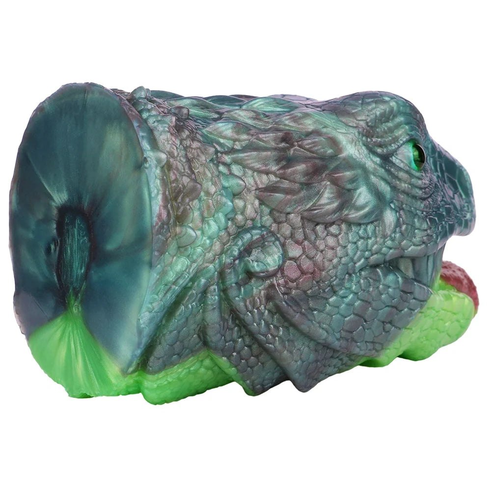 Emerald Lizard Head Masturbator - Fantasy Reptile Stroker