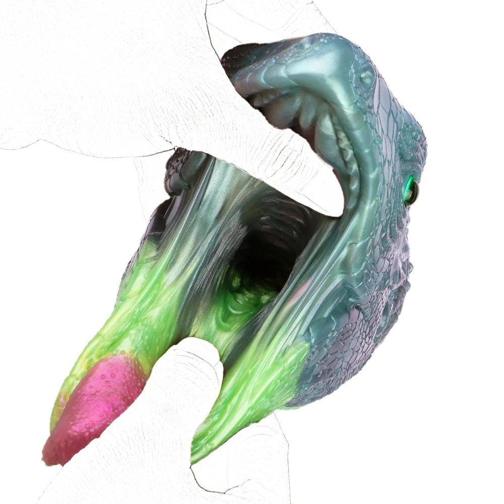 Emerald Lizard Head Masturbator - Fantasy Reptile Stroker
