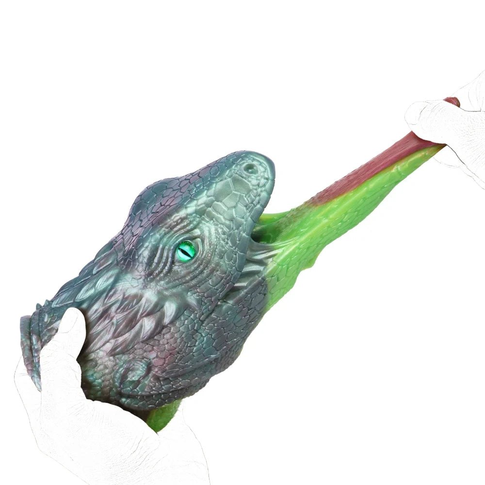 Emerald Lizard Head Masturbator - Fantasy Reptile Stroker
