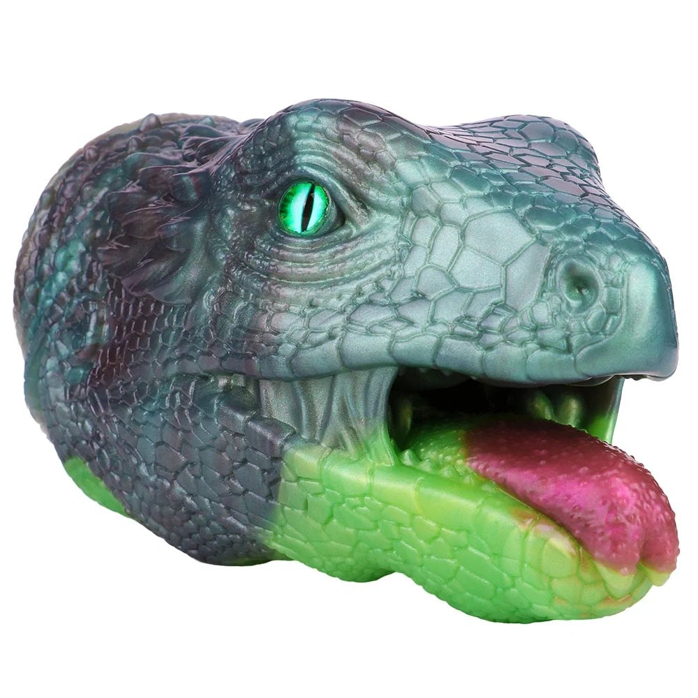 Emerald Lizard Head Masturbator - Fantasy Reptile Stroker