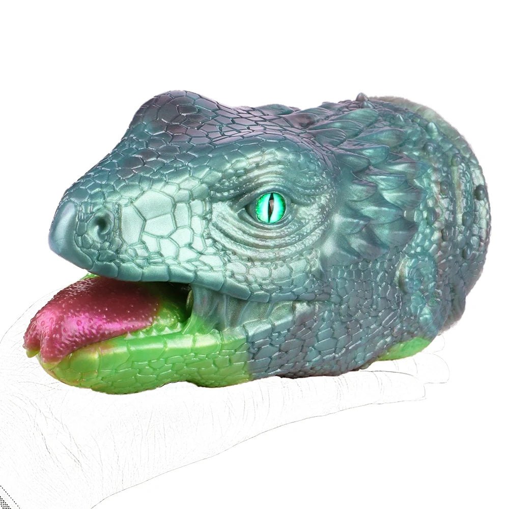 Emerald Lizard Head Masturbator - Fantasy Reptile Stroker