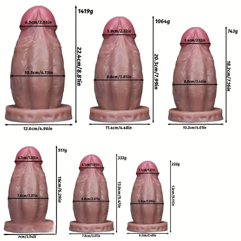 Extra Thick Dildo, Sizes S to XXXL - Giant Thick Dildo