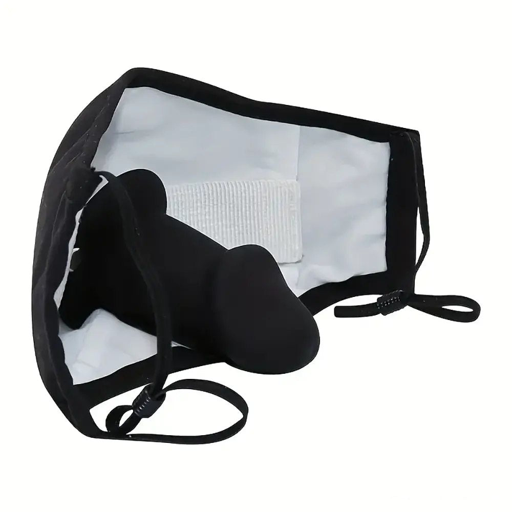 Face Mask with Silicone Gag Dildo - BDSM Blindfold Set