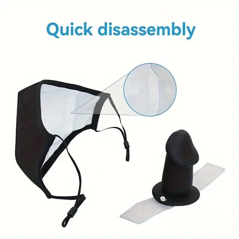 Face Mask with Silicone Gag Dildo - BDSM Blindfold Set