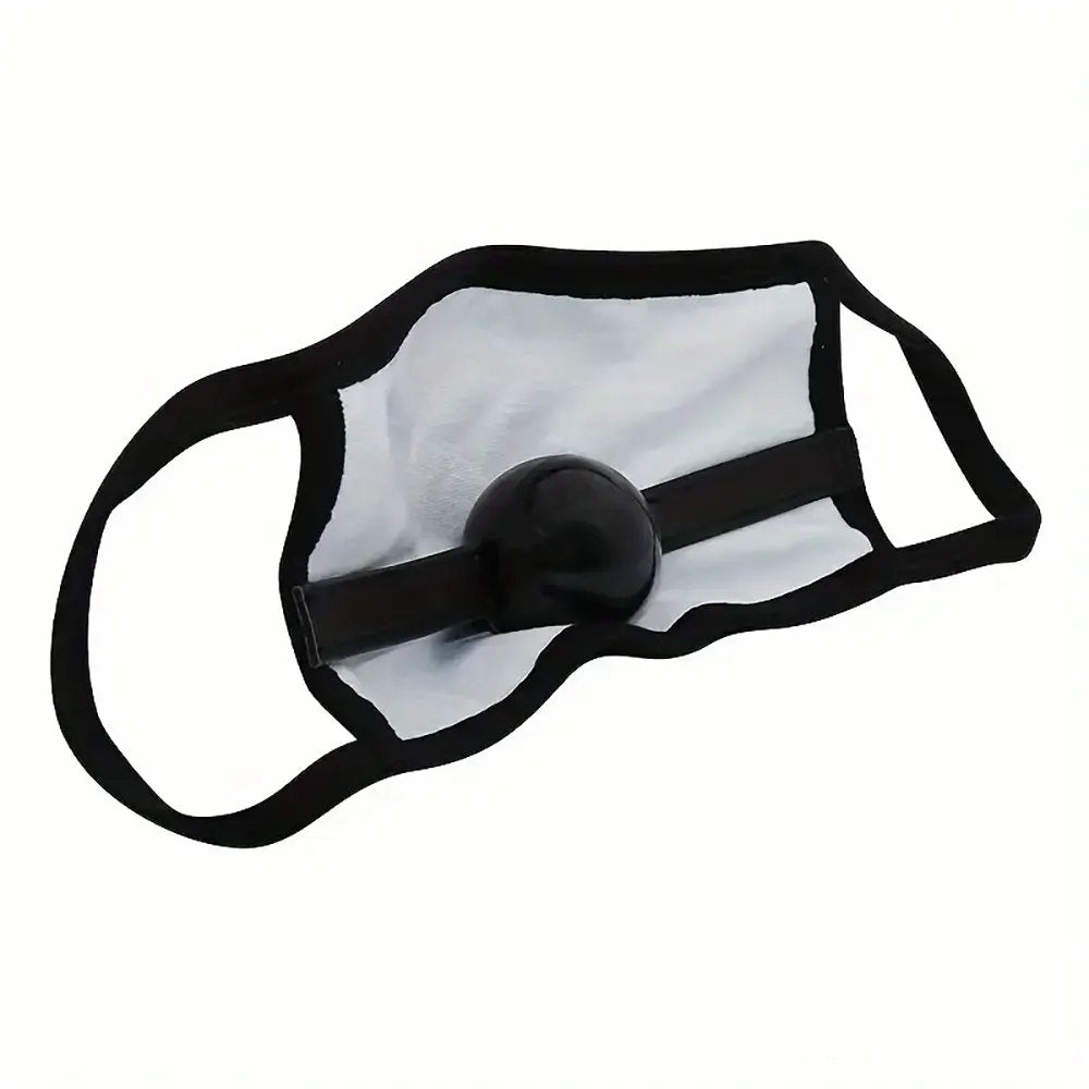Face Mask with Silicone Gag Dildo - BDSM Blindfold Set