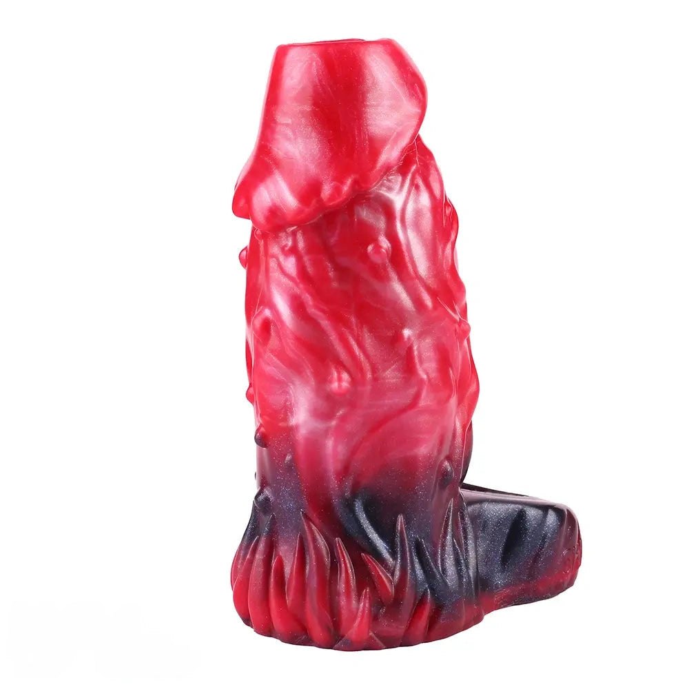 Fantasy Ridged Hollow Sleeve - Red Silicone Fantasy Dildo