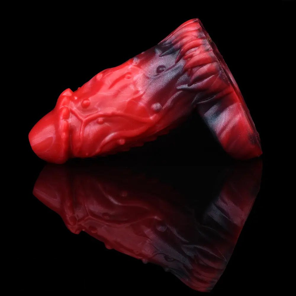 Fantasy Ridged Hollow Sleeve - Red Silicone Fantasy Dildo
