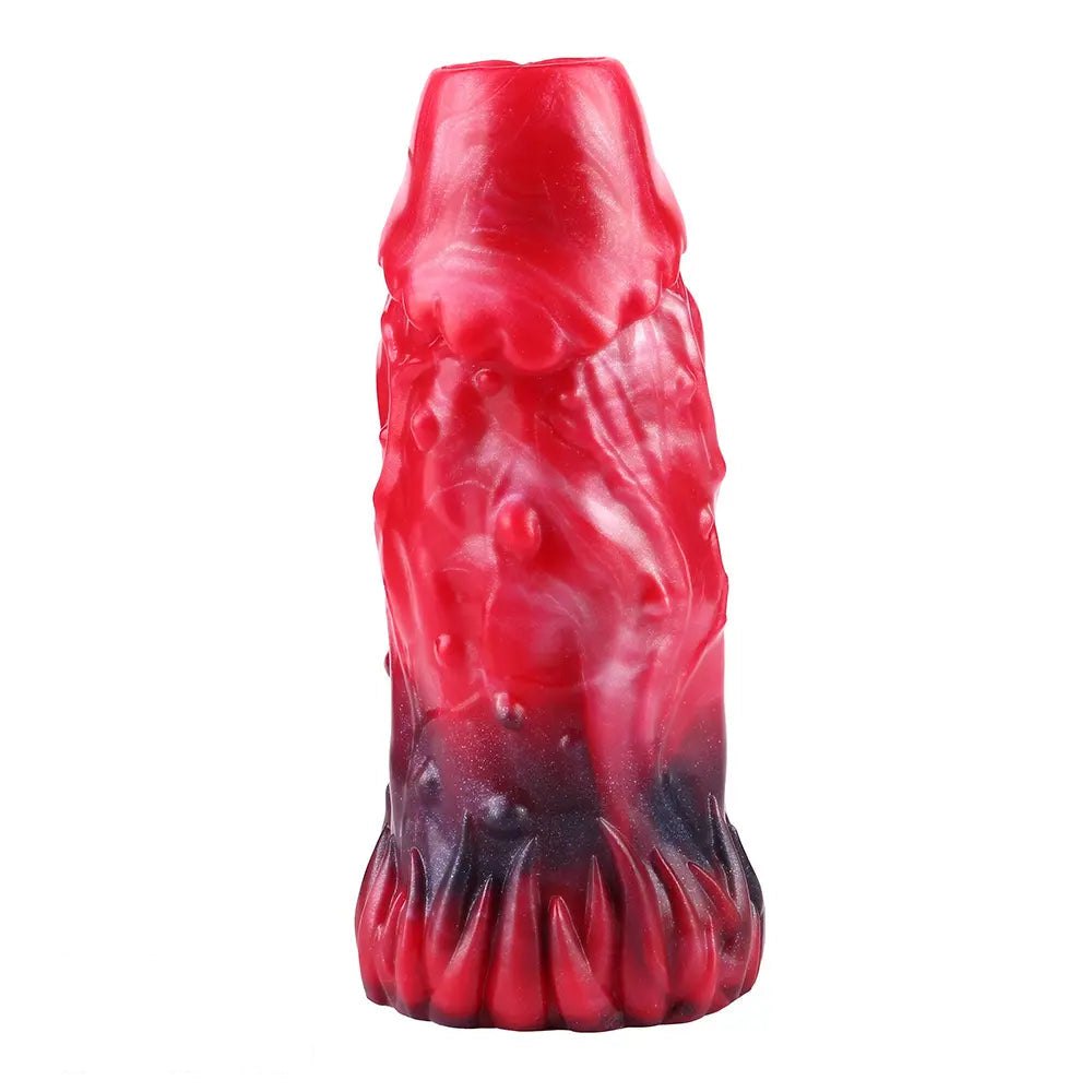 Fantasy Ridged Hollow Sleeve - Red Silicone Fantasy Dildo