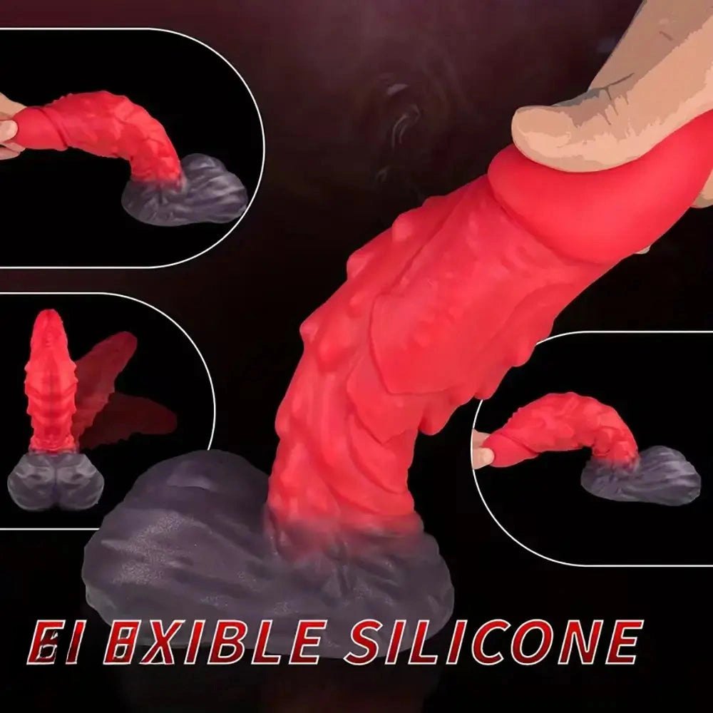 Fiery Dragon Fantasy Dildo - Red Silicone Fantasy Dildo