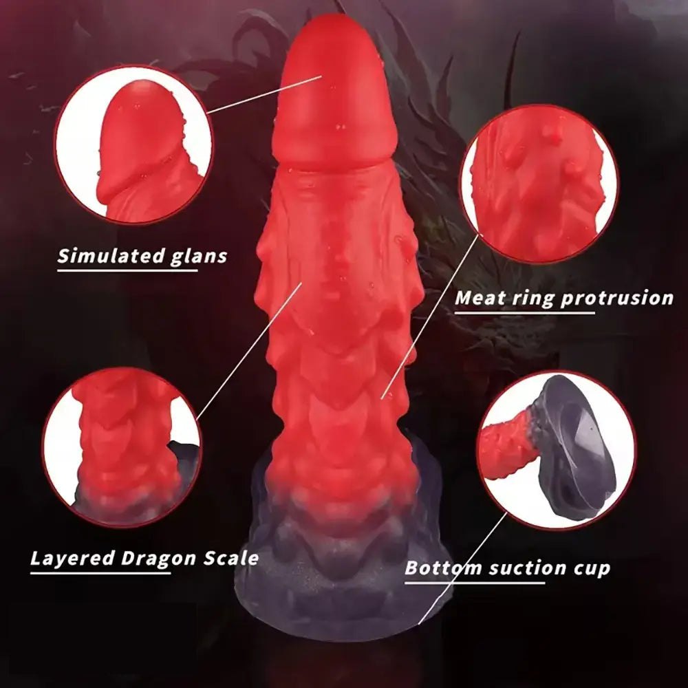 Fiery Dragon Fantasy Dildo - Red Silicone Fantasy Dildo